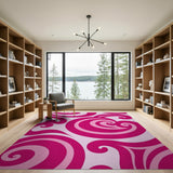 Swirling Pink Abstract Pink Area Rug