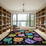 Playful Multi-Color Cartoon Cats Area Rug