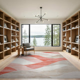 Abstract Wave Layers Beige Red Area Rug