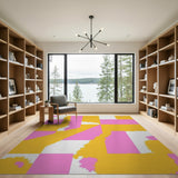 Vibrant Pink Yellow Jagged Geometric Area Rug