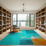Geometric Modern Multi-color and Patterns Teal Orange Geometric Abstract Area Rug