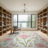 Pink Blush Pink Floral Area Rug