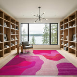 Abstract Area Vibrant Pink Wave Abstract Area Rug