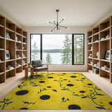 Vibrant Sunflower Yellow Floral Vintage Area Rug