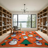 Festive Colorful Snowmen Holiday Rug