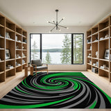 Green Vortex Swirl Area Rug