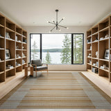 Beige White Striped Woven Area Rug