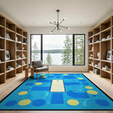 Blue Yellow Geometric Abstract Area Rug