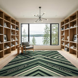 Green Geometric Triangle Area Rug