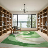 Modern Green Wave Abstract Area Rug