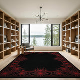 Gothic Red Spider Web Border Area Rug
