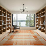 Bold Orange Grid Plaid Area Rug