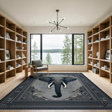 Tribal Elephant Head Black White Area Rug