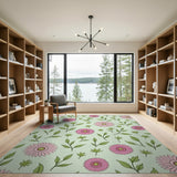 Floral Vintage Pink Pink Daisy Floral Area Rug