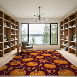 Orange Pumpkin Harvest Pattern Area Rug