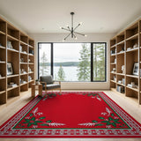 Red Holly Border Area Rug