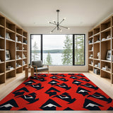 Bold Red Geometric Peaks Area Rug