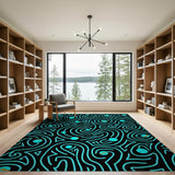 Geometric Modern Teal Maze Geometric Area Rug