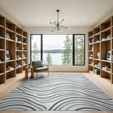 Modern Gray Wavy Lines Area Rug
