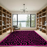 Bold Pink Wave Abstract Area Rug