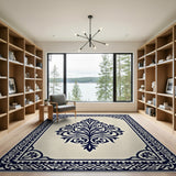 Blue and Teal Traditional Persian Navy Blue Traditional Persian Floral Rug