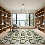 Sage Green Geometric Line Art Area Rug