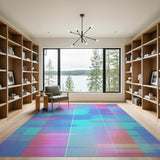 Vibrant Multi-Color Geometric Grid Rug