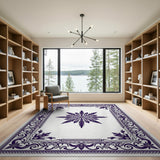 Purple Ornate Snowflake Area Rug