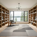 Modern Wavy Grey Neutral Area Rug