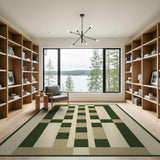 Modern Geometric Green and Beige Area Rug