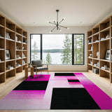 Bold Pink Black Geometric Area Rug