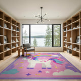 Multi-color and Patterns Magical Unicorn Rainbow Kids Area Rug