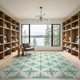 Green Emerald Green Persian Motif Area Rug