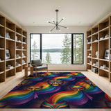 Vibrant Rainbow Carnival Mask Area Rug