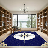 Navy Compass Rose Area Rug