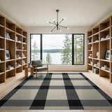 Rustic Farmhouse Black White Checkered Farmhouse Area Rug