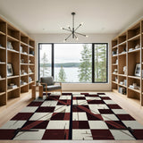 Rustic Red Checkered Barn Door Area Rug
