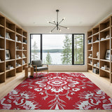 Red Traditional Persian Red Persian Floral Medallion Area Rug