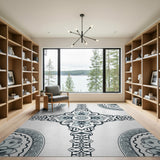 Blue and Teal Intricate Blue Teal Persian Mandala Area Rug