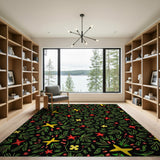 Festive Holly Berry Star Pattern Area Rug