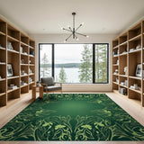 Elegant Emerald Green Floral Border Area Rug