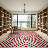 Geometric Modern Red Bold Red Geometric Diamond Area Rug