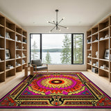 Vibrant Pink Sunburst Persian Area Rug