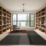 Geometric Block Area Rug in Black Grey Beige Red