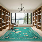 Teal Butterfly Meadow Vintage Area Rug