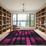 Vibrant Pink Geometric Stripe Area Rug
