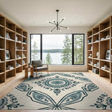 Teal Floral Medallion Persian Rug