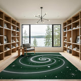 Cosmic Green Galaxy Spiral Area Rug
