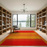 Bold Red-Orange Gradient Geometric Rug