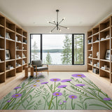 Vintage Purple Daisy Meadow Area Rug